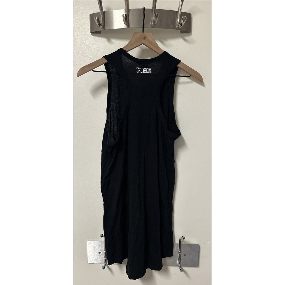 Victorias Secret Pink Women Size Small Sleeveless Shirt "Caffeine Queen" Black - Picture 5 of 8